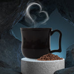 Single black plastic coffee mug with a sleek finish, suitable for everyday enjoyment.