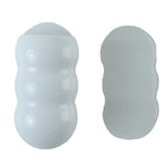 White plastic caterpillar storage holder front and back on white background