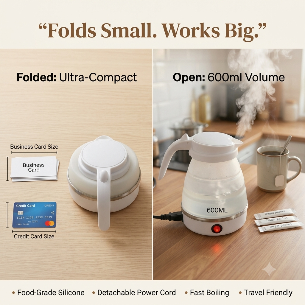 Foldable Travel Electric Kettle – 600ml