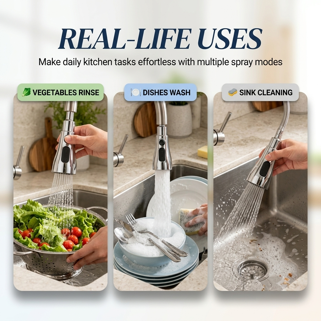 AquaFlex™ 3-Mode Kitchen Faucet Sprayer