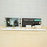 Wall Mounted Double Bar Towel Holder Rack With Side Hooks (1 Pc)