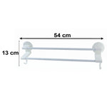 Wall Mounted Double Bar Towel Holder Rack With Side Hooks (1 Pc)